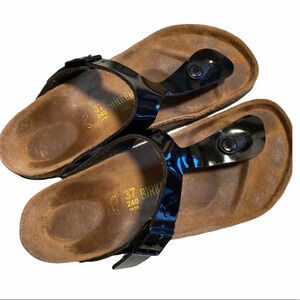 Birkenstock Gizeh Black Patent Leather Sandals 37